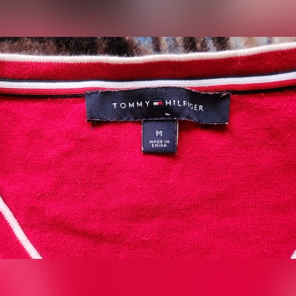 Red V-neck Tommy's Hilfiger sweater - Picture 7 of 9